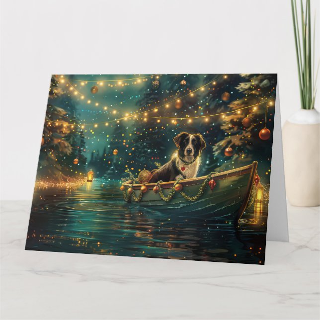 Border Collie Weihnachtsreise Karte (Vorderseite)