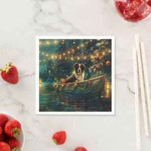 Border Collie Weihnachtsreise Serviette