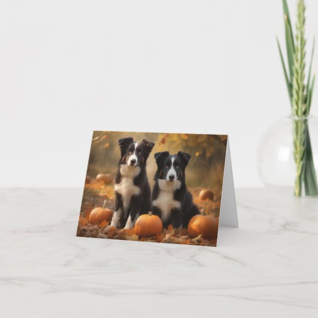 Border Collie Welpe Autumn Delight Pumpen Karte (Vorderseite)