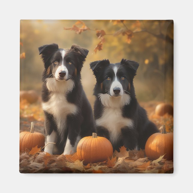 Border Collie Welpe Autumn Delight Pumpen Magnet (Vorne)