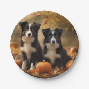 Border Collie Welpe Autumn Delight Pumpen Pappteller