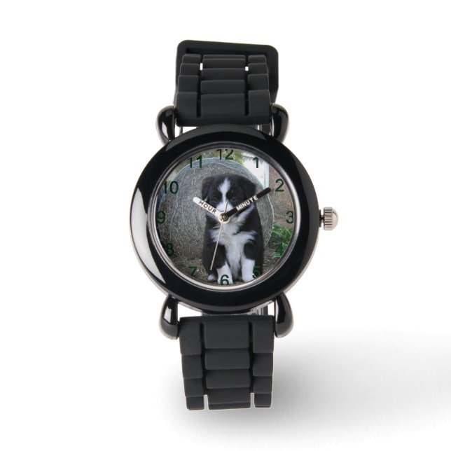 Border Collie Welpe Farm Life, Armbanduhr (Vorderseite)