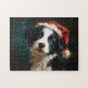 Border Collie Welpen-Weihnachtsporträt