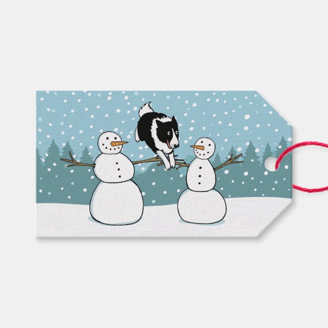 Border Collie Winter Agility Dog Holiday bis Geschenkanhänger (Vorderseite (Horizontal))