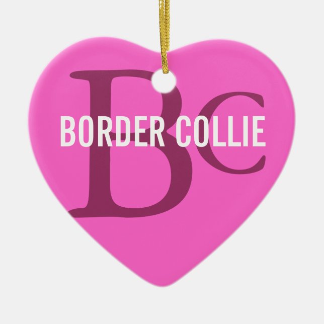Border-Collie-Zucht-Monogramm Keramik Ornament (Vorne)