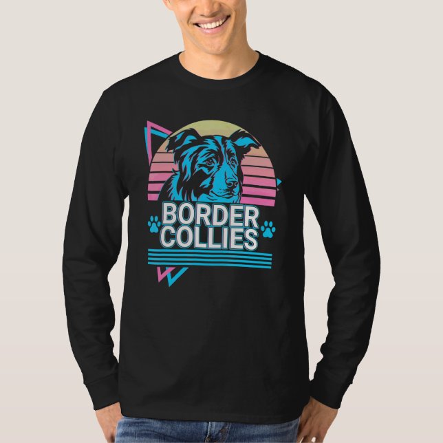 Border Collies Retro T-Shirt (Vorderseite)
