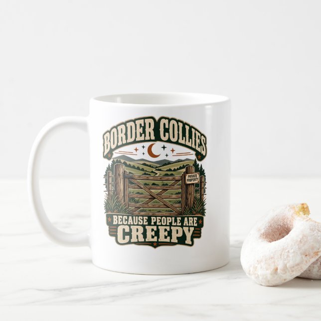 Border Collies Weil Menschen unheimlich sind Hunde Kaffeetasse (Mit Donut)