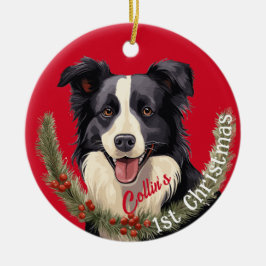 Border Collis erstes Weihnachten Keramik Ornament