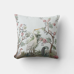 Border in chinoiserie with storks and peonie kissen