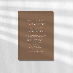 Border Old Money Minimalist Mocha Braune Hochzeit Einladung