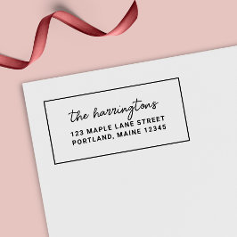 Border Stylish Script Family Name Rücksendeadresse Permastempel