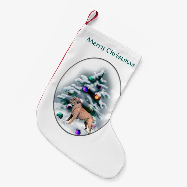 Border Terrier Christmas Kleiner Weihnachtsstrumpf (Vorderansicht (hängend))