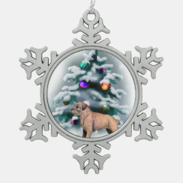 Border Terrier Christmas Schneeflocken Zinn-Ornament
