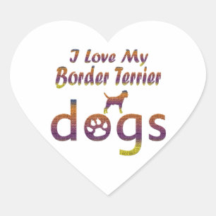 Border Terrier Designs Herz-Aufkleber