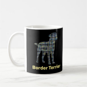 Border Terrier Dog Gelb & Schwarz Gitter Linien Co Kaffeetasse