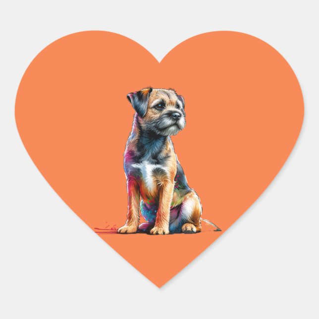 Border Terrier Dog Herz-Aufkleber (Vorderseite)