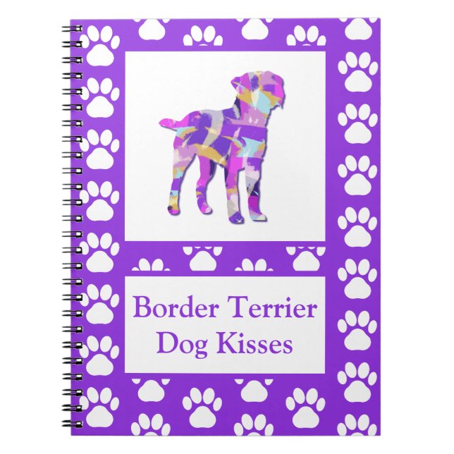 Border Terrier Dog Kisses Silhouette Niedlich PPY& Notizblock (Vorderseite)
