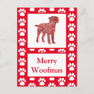 Border Terrier Dog Silhouette Red Frohe Weihnachte Postkarte