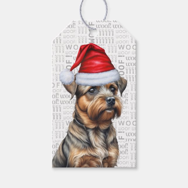 Border Terrier Dog Weihnachtsfeiertag Geschenkanhänger (Vorderseite)