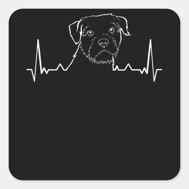 Border Terrier Heartbeat Quadratischer Aufkleber (Vorderseite)