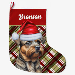 Border Terrier Holiday Kariert und Hunde Name Großer Weihnachtsstrumpf