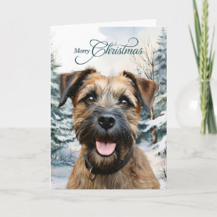 Border Terrier Hund Wald Weihnachten