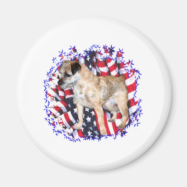 Border Terrier Patriot Magnet (Vorne)