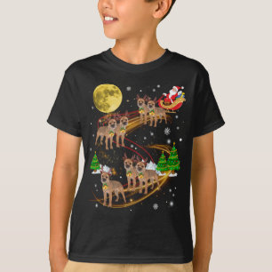 Border Terrier Rentier Christmas Dog Riding Santa T-Shirt