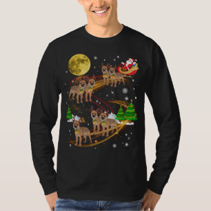 Border Terrier Rentier Christmas Dog Riding Santa T-Shirt