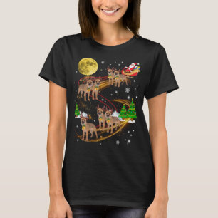Border Terrier Rentier Christmas Dog Riding Santa T-Shirt