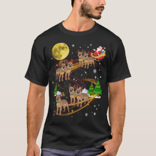 Border Terrier Rentier Christmas Dog Riding Santa T-Shirt
