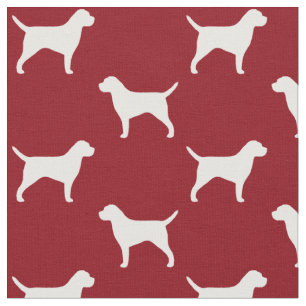 Border Terrier Silhouetten Rot-Weiß-Muster Stoff