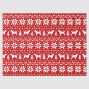 Border Terrier Silhouetten Weihnachtsmuster Rot Seidenpapier