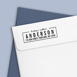 Bordered Modern Bold & Script Names Return Address Permastempel