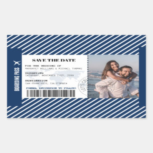 Bordkarte Save The Date Weltkarte Ticket Rechteckiger Aufkleber