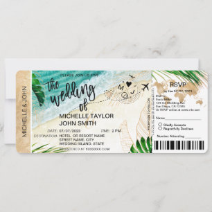 Bordkarte Weltkarte Tropeninsel RSVP Einladung
