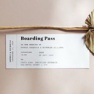 Bordkarte. Ziel Ticket Reise Hochzeit Einladung