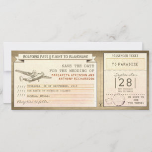 Bordkartentickets -vintage Save-the-Date Save The Date