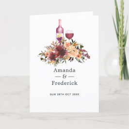 Bordo Peach Floral Wine Wedding Programm