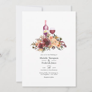Bordo Pfirsich Blumen Weinprobe Hochzeit Einladung