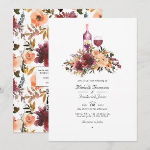 Bordo Pfirsich Blumen Weinprobe Hochzeit Foto Einl Einladung