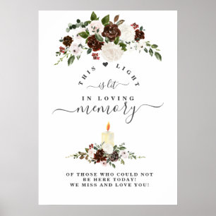 Bordo White Floral In Loving Memory Gedenktafel Poster