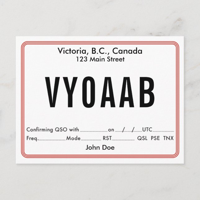 Bordure arrondie rétro de la carte QSL (Devant)