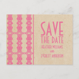 Bordure Art déco rose Enregistrer la date Carte po