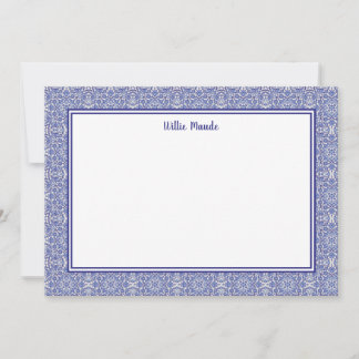Bordure bleue et blanche Carte de note personnalis