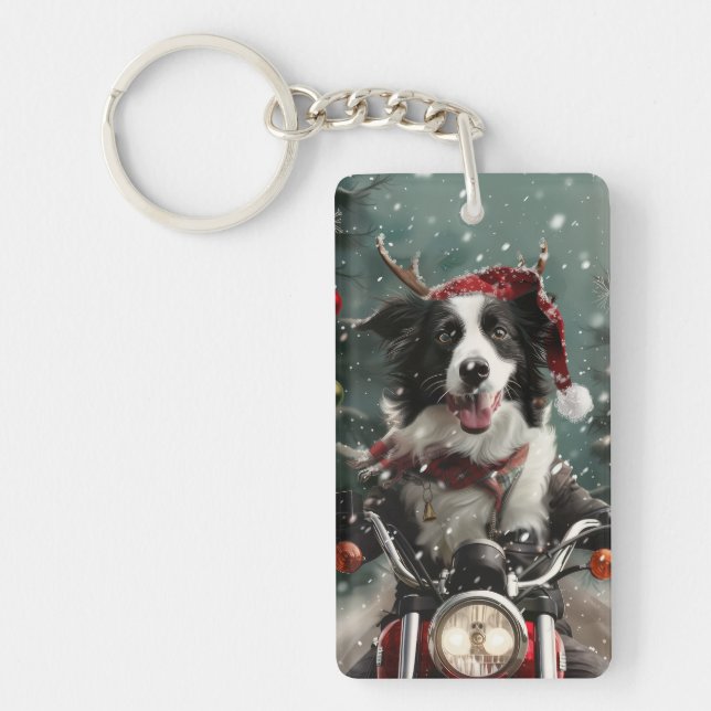 Bordure Collie Chien équitation Moto Noël (Devant)