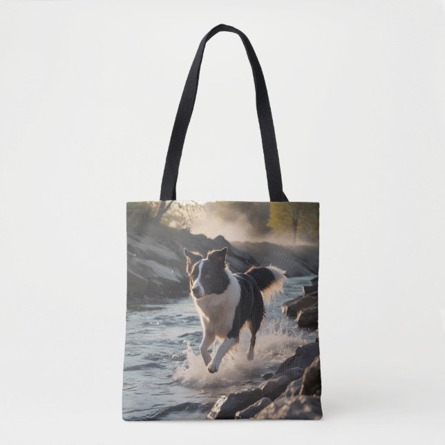 Bordure Collie Élégant Sac fourre-tout à épaule (Devant)