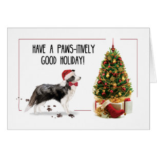 Bordure Collie Funny Chien de Noël avec arbre
