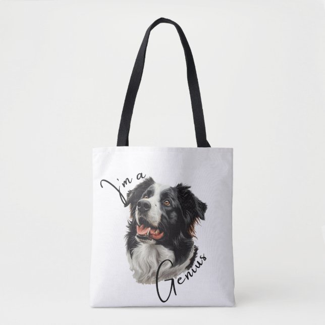 Bordure Collie 'Je suis un génie' Sac fourre-tout (Devant)