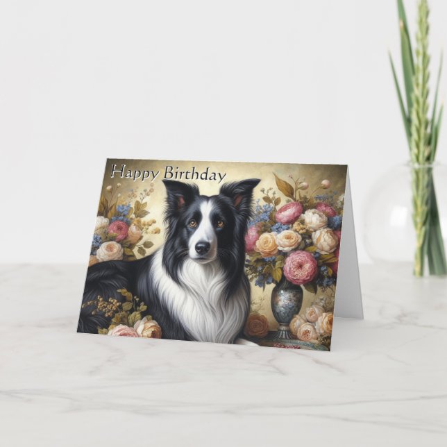 Bordure Collie Joyeux Anniversaire Carte de voeux  (Devant)